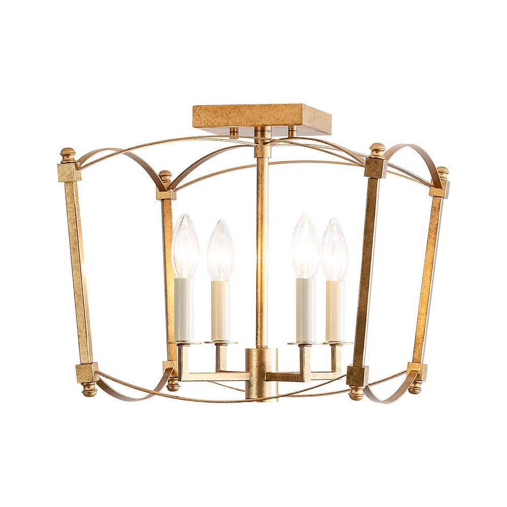 4-light French Antique Candle Style Lantern Semi Flush
