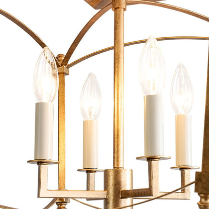 4-light French Antique Candle Style Lantern Semi Flush