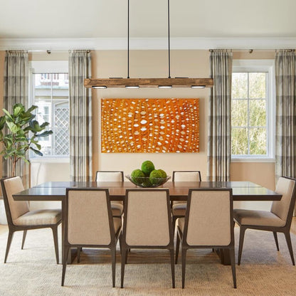 Dimmable LED Rustic Linear Oak Wood Kitchen Island Pendant