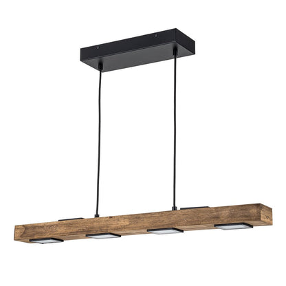 Dimmable LED Rustic Linear Oak Wood Kitchen Island Pendant