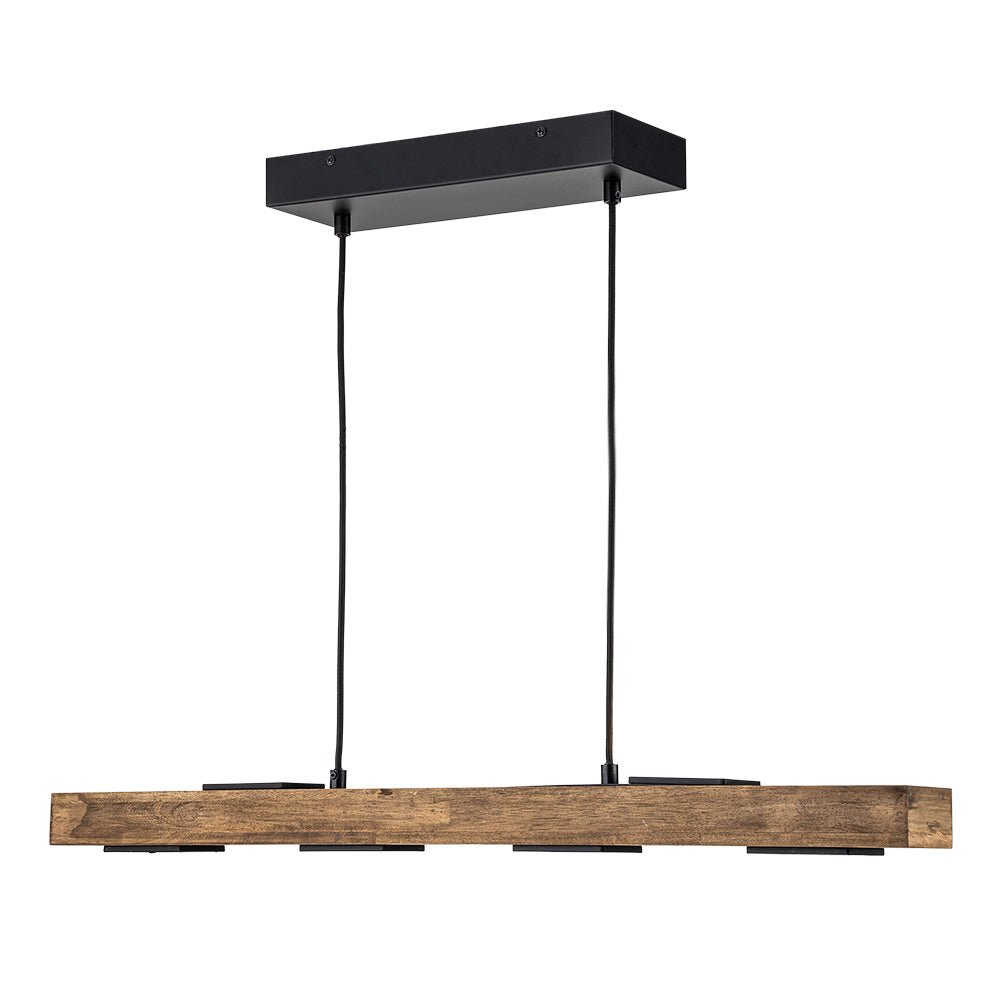 Dimmable LED Rustic Linear Oak Wood Kitchen Island Pendant