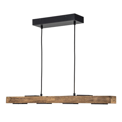 Dimmable LED Rustic Linear Oak Wood Kitchen Island Pendant
