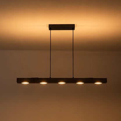 Dimmable LED Rustic Linear Oak Wood Kitchen Island Pendant