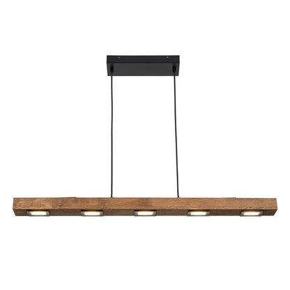 Dimmable LED Rustic Linear Oak Wood Kitchen Island Pendant