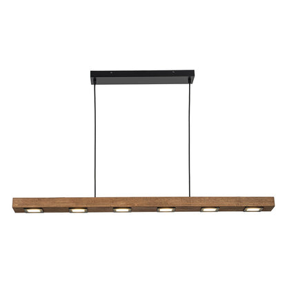 Dimmable LED Rustic Linear Oak Wood Kitchen Island Pendant