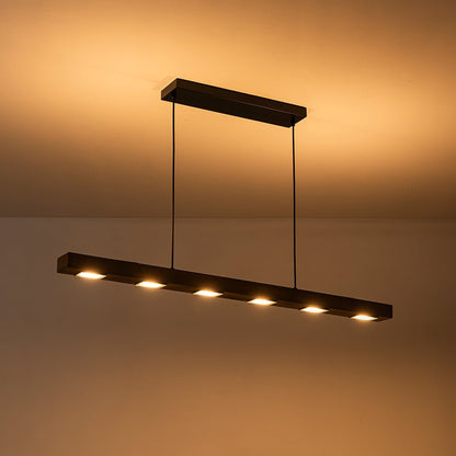 Dimmable LED Rustic Linear Oak Wood Kitchen Island Pendant