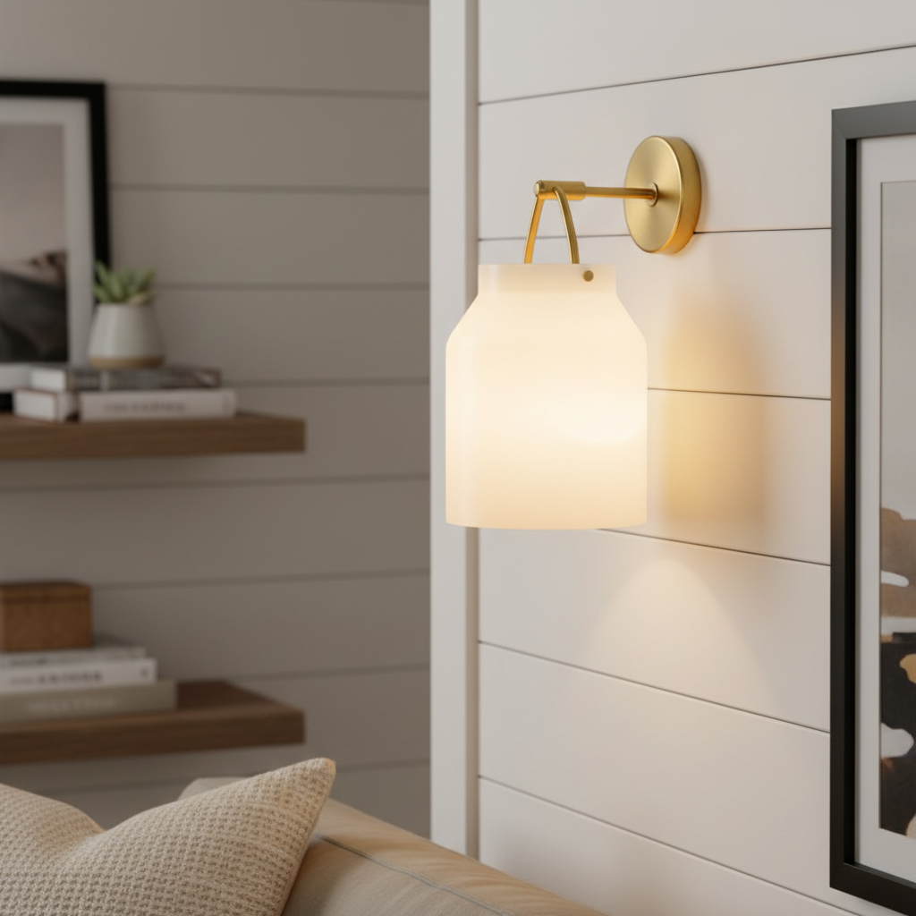 Mid-Century 1-Light Hanging Jar Shade Wall Sconce