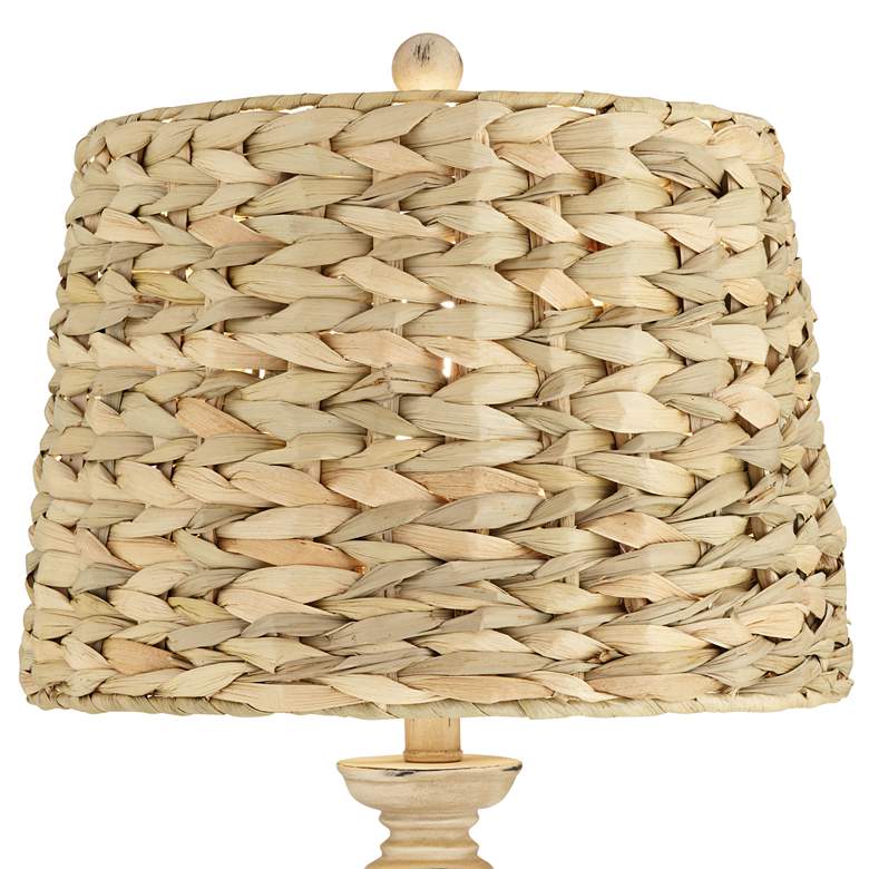 Farmhouse Seagrass Table Lamp with Wood & Resin Base
